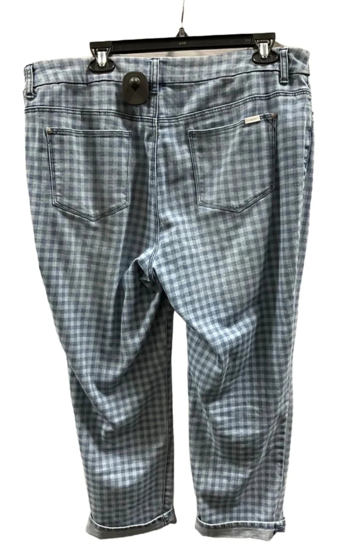 Jeans Cropped By Chicos In Plaid Pattern, Size: L