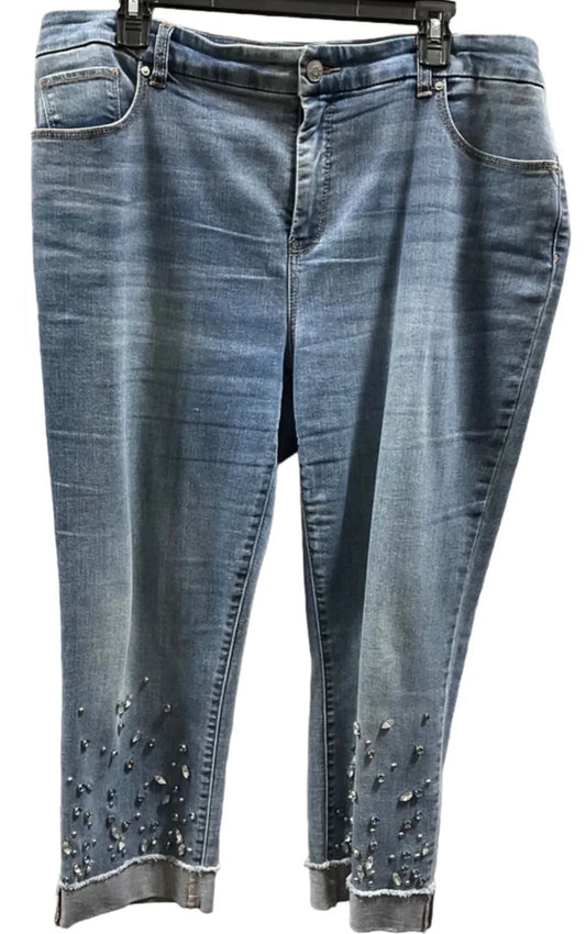 Jeans Cropped By Chicos In Blue Denim, Size: L