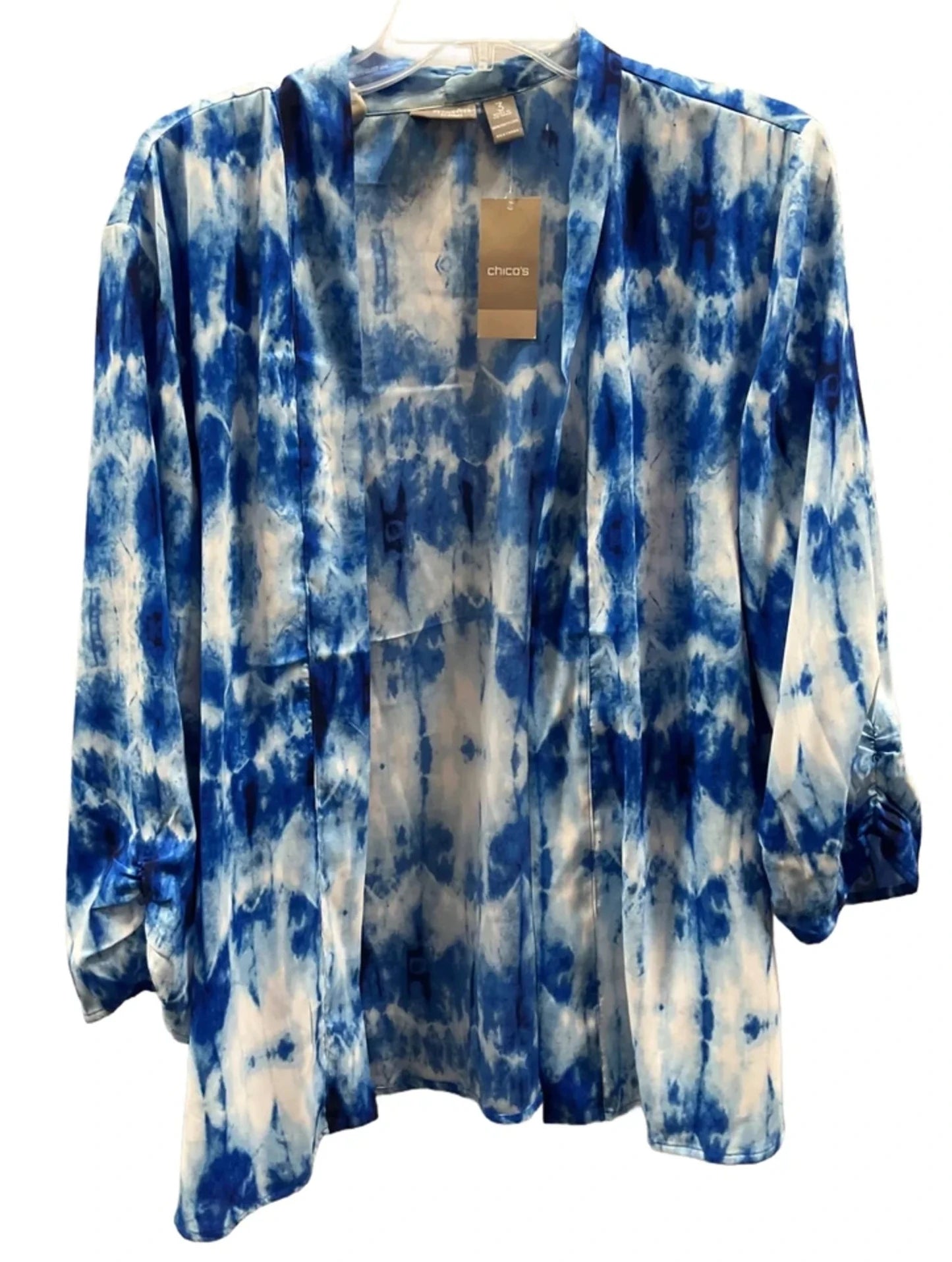 Cardigan By Chicos In Tie Dye Print, Size: Xl