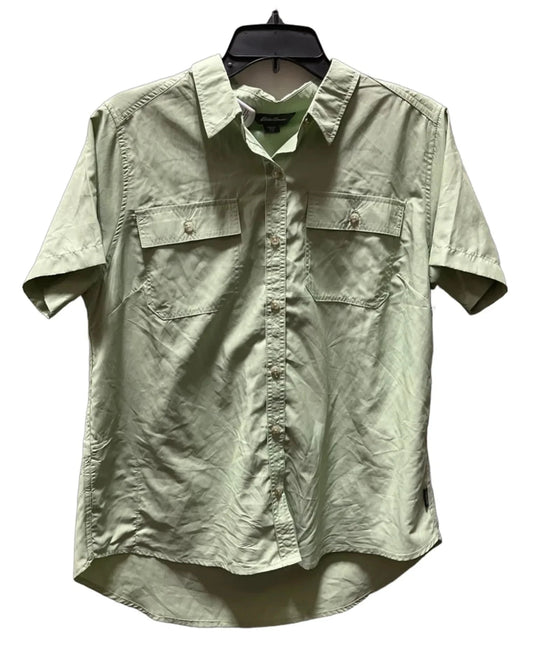 Blouse Short Sleeve By Eddie Bauer In Green, Size: L