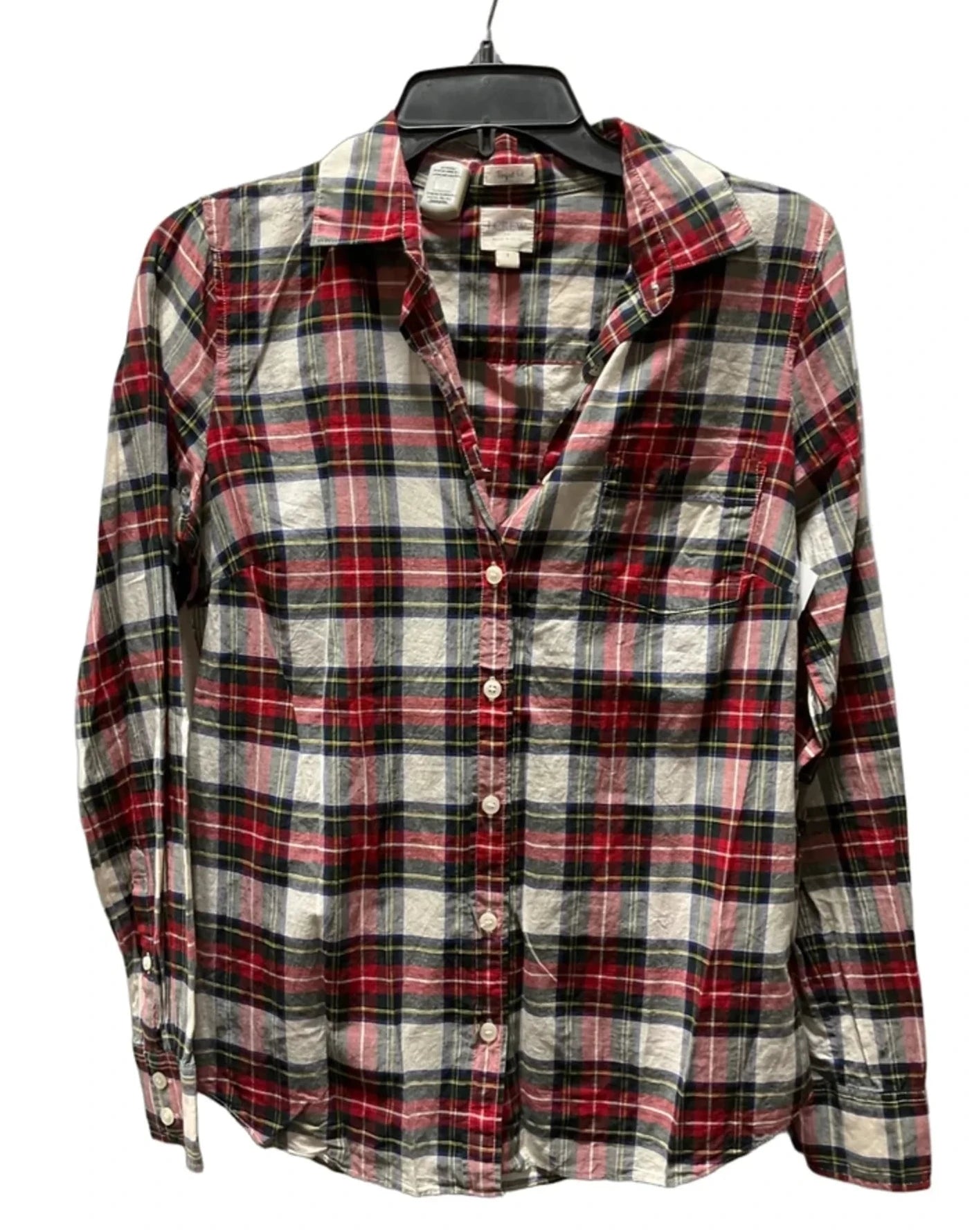 Blouse Long Sleeve By J. Crew In Plaid Pattern, Size: S
