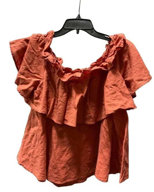 Top Short Sleeve By Beachlunchlounge In Orange, Size: M