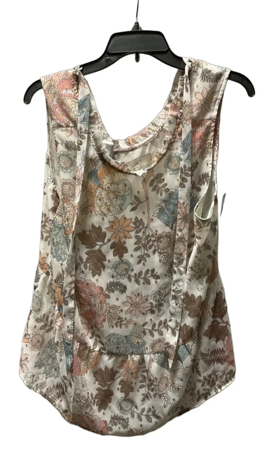 Top Sleeveless By Loft In Floral Print, Size: L