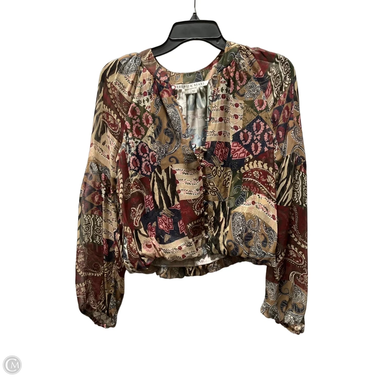 Top Long Sleeve By Veronica Beard In Red & Tan, Size: M