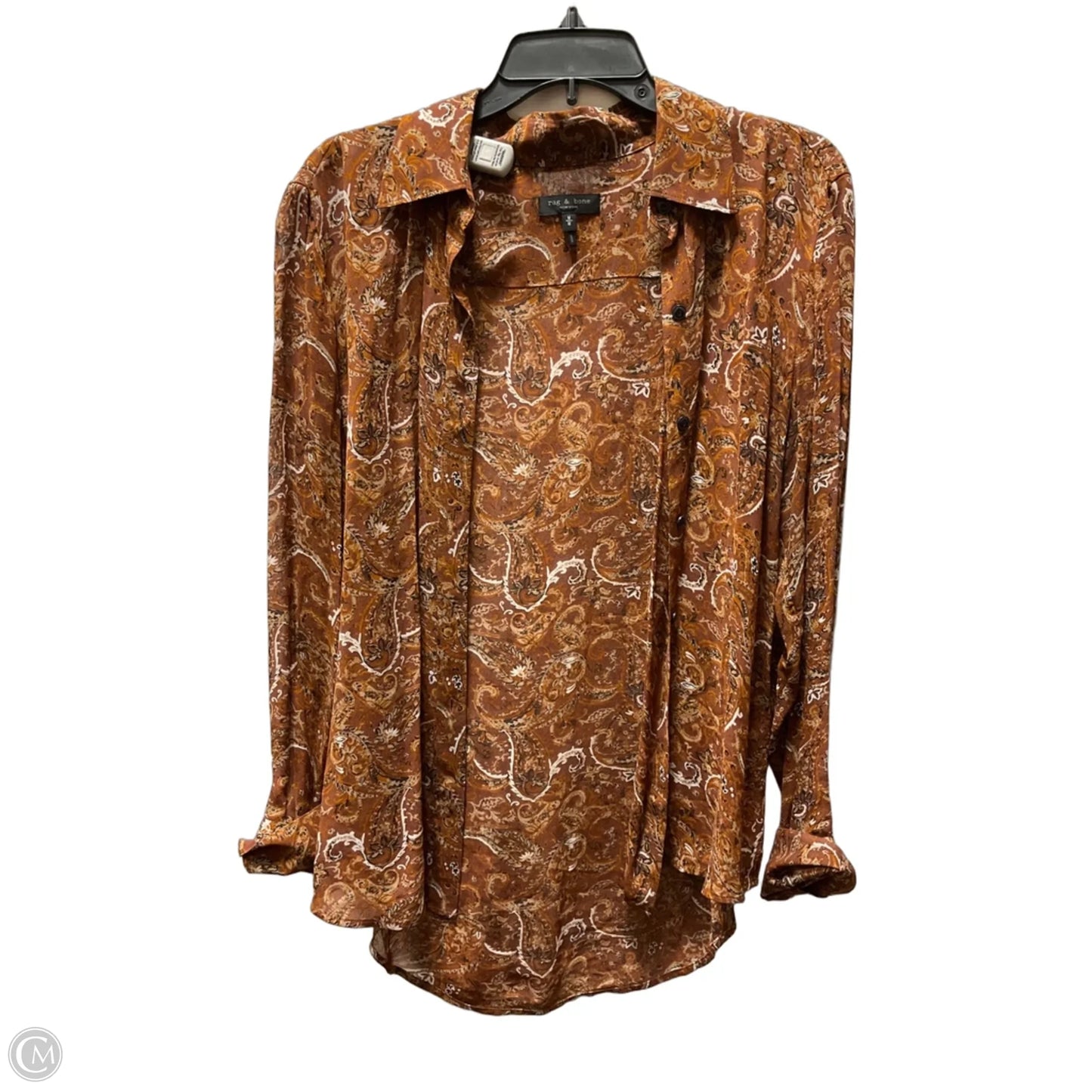 Blouse Long Sleeve By Rag And Bone In Orange, Size: M