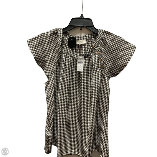 Top Short Sleeve By Loft In Checkered Pattern, Size: M