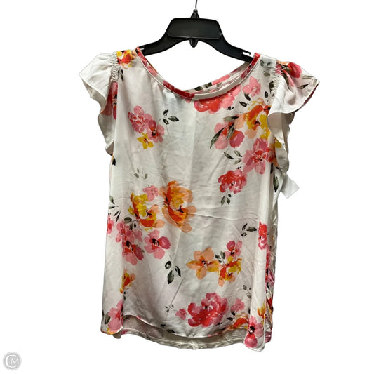 Top Short Sleeve By Loft In Floral Print, Size: M