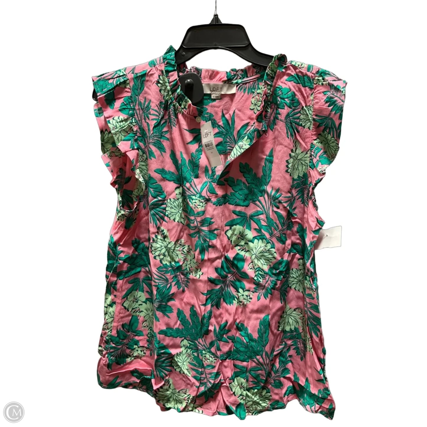 Top Short Sleeve By Loft In Tropical Print, Size: M