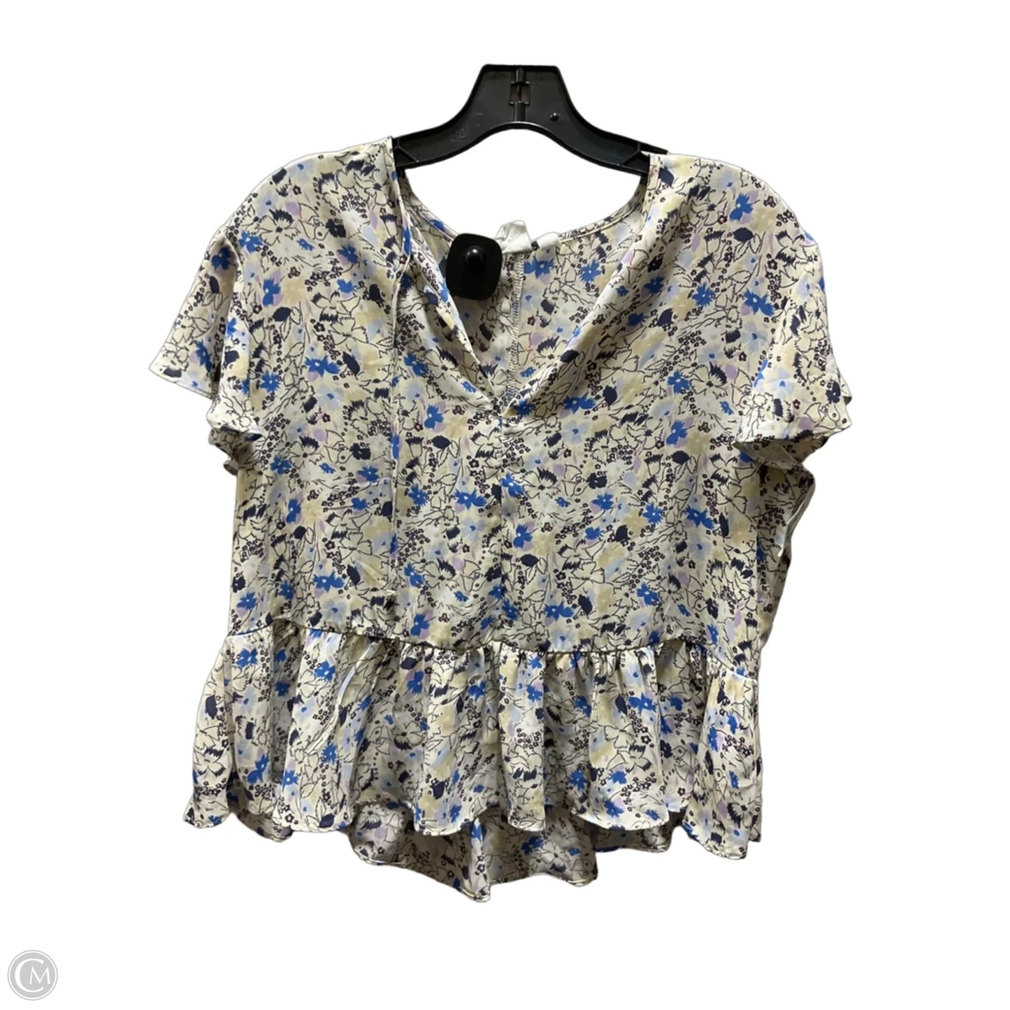 Top Short Sleeve By Gap In Blue & Cream, Size: M
