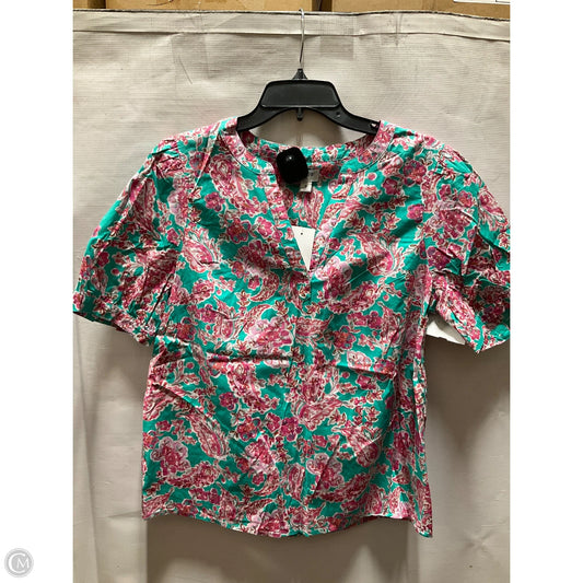Top Short Sleeve By J. Crew In Green & Pink, Size: M