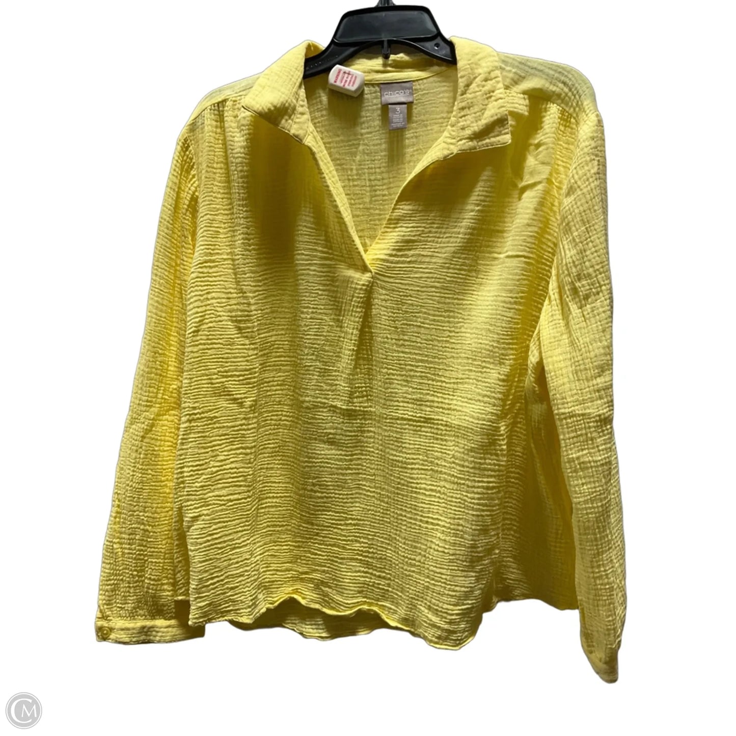 Top Long Sleeve By Chicos In Yellow, Size: Xl