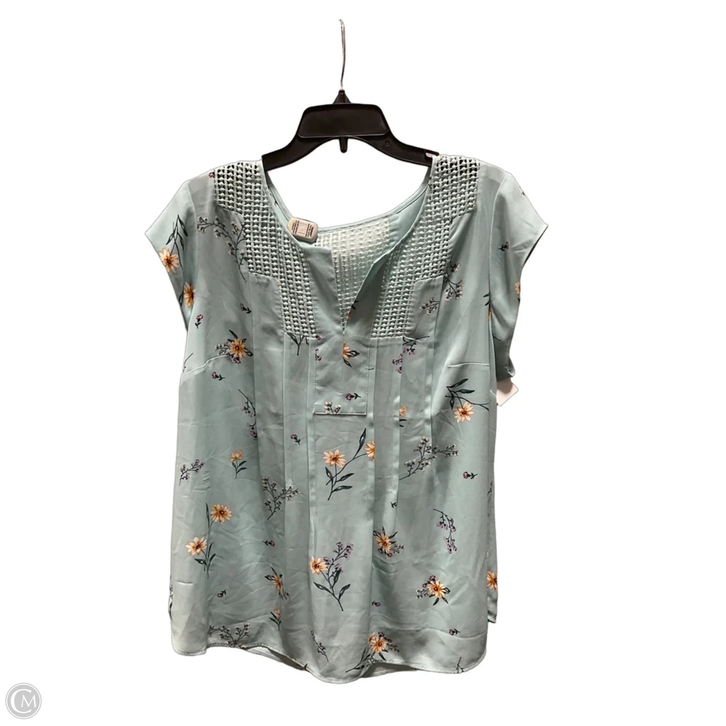 Top Short Sleeve By Daniel Rainn In Teal, Size: 1x