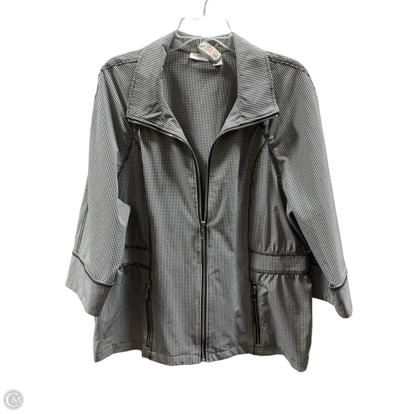Athletic Jacket By Chicos In Checkered Pattern, Size: Xl