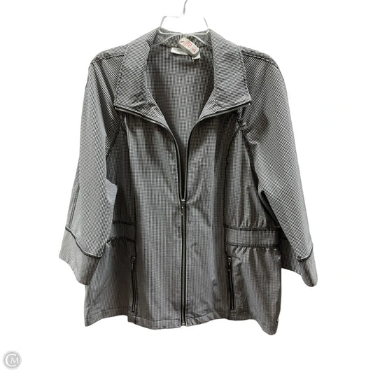 Athletic Jacket By Chicos In Checkered Pattern, Size: Xl