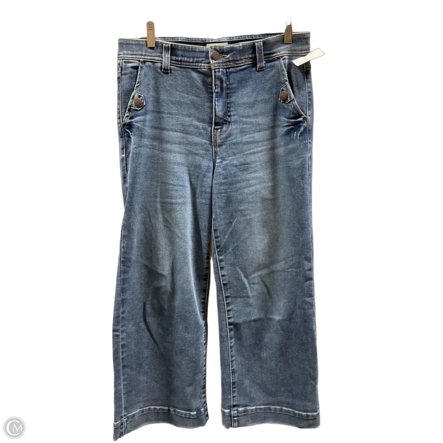 Jeans Wide Leg By Curve Appeal In Blue Denim, Size: 8