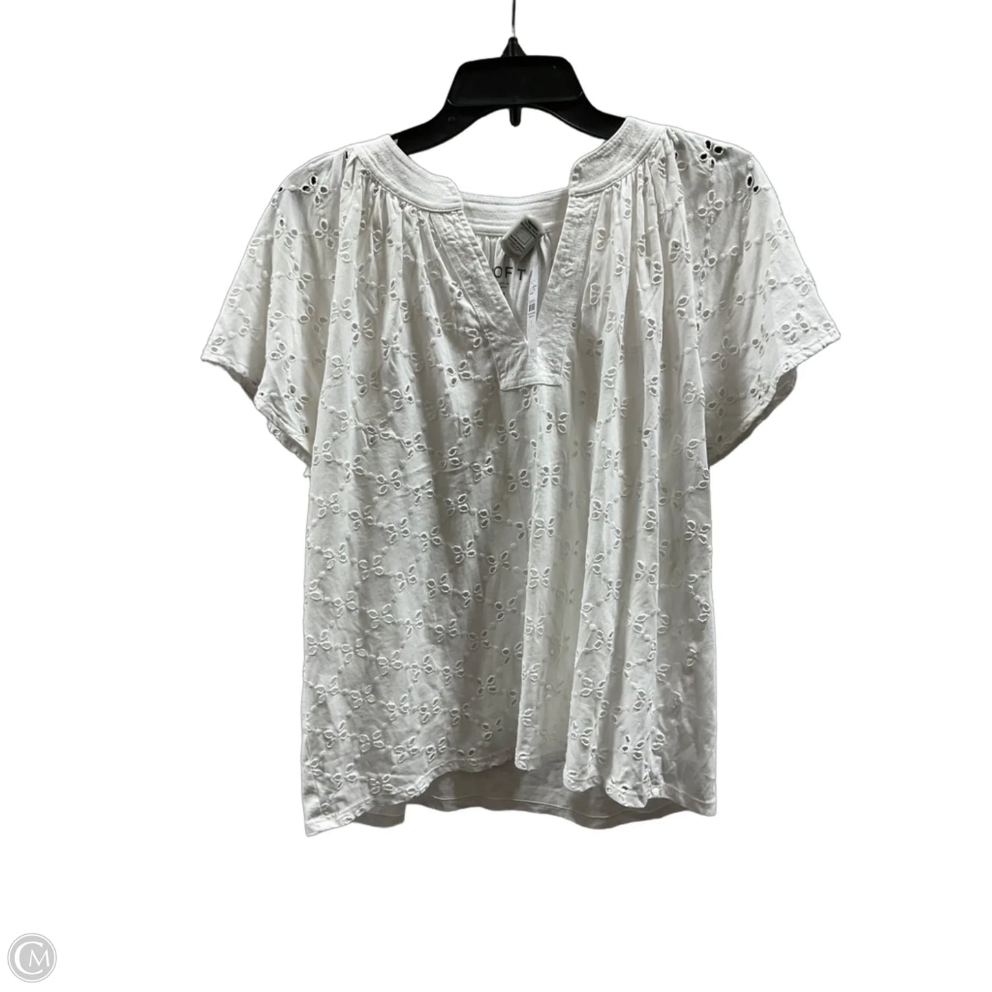 Top Short Sleeve By Loft In White, Size: M