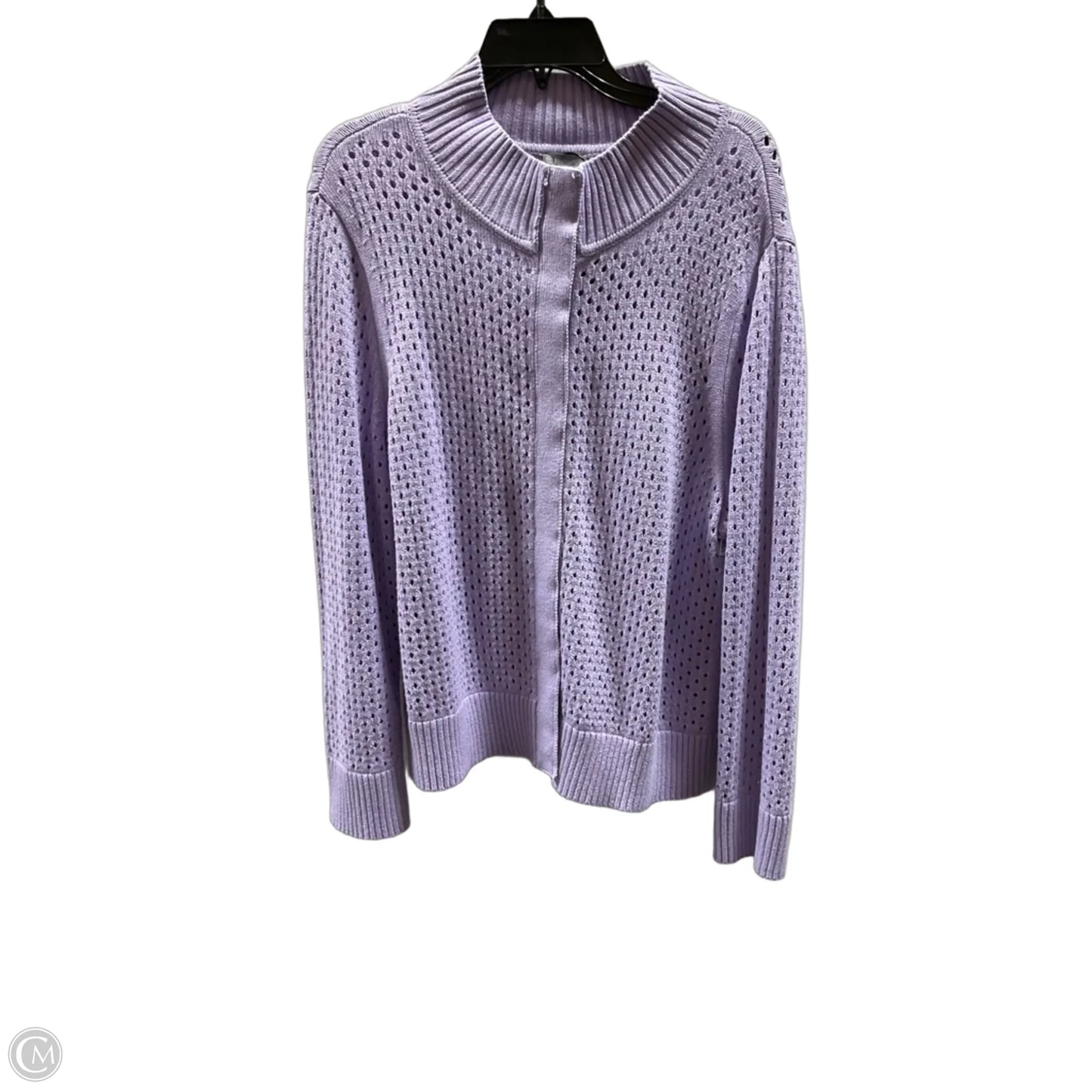 Sweater Cardigan By Talbots In Purple, Size: 2x