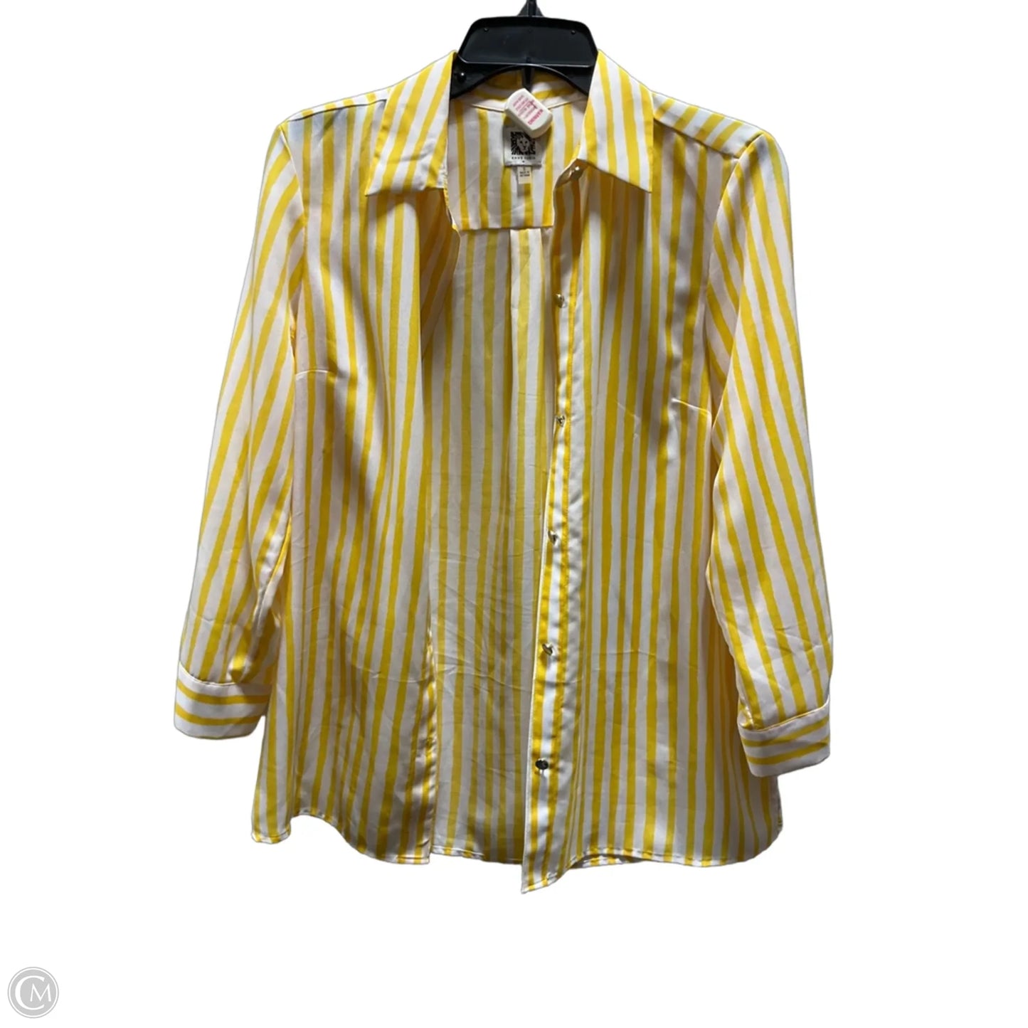 Blouse Long Sleeve By Anne Klein In Striped Pattern, Size: S