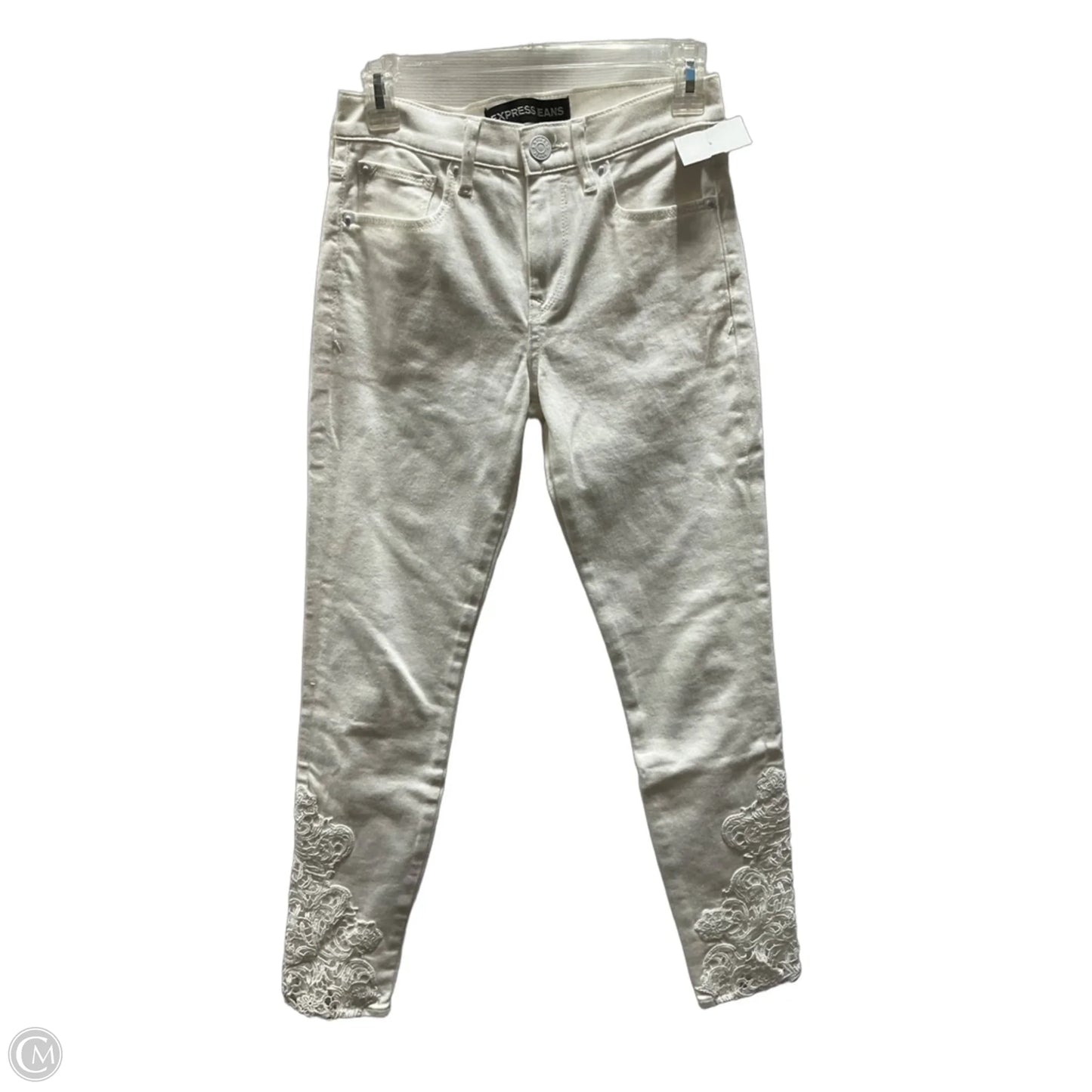 Jeans Skinny By Express In White, Size: 0