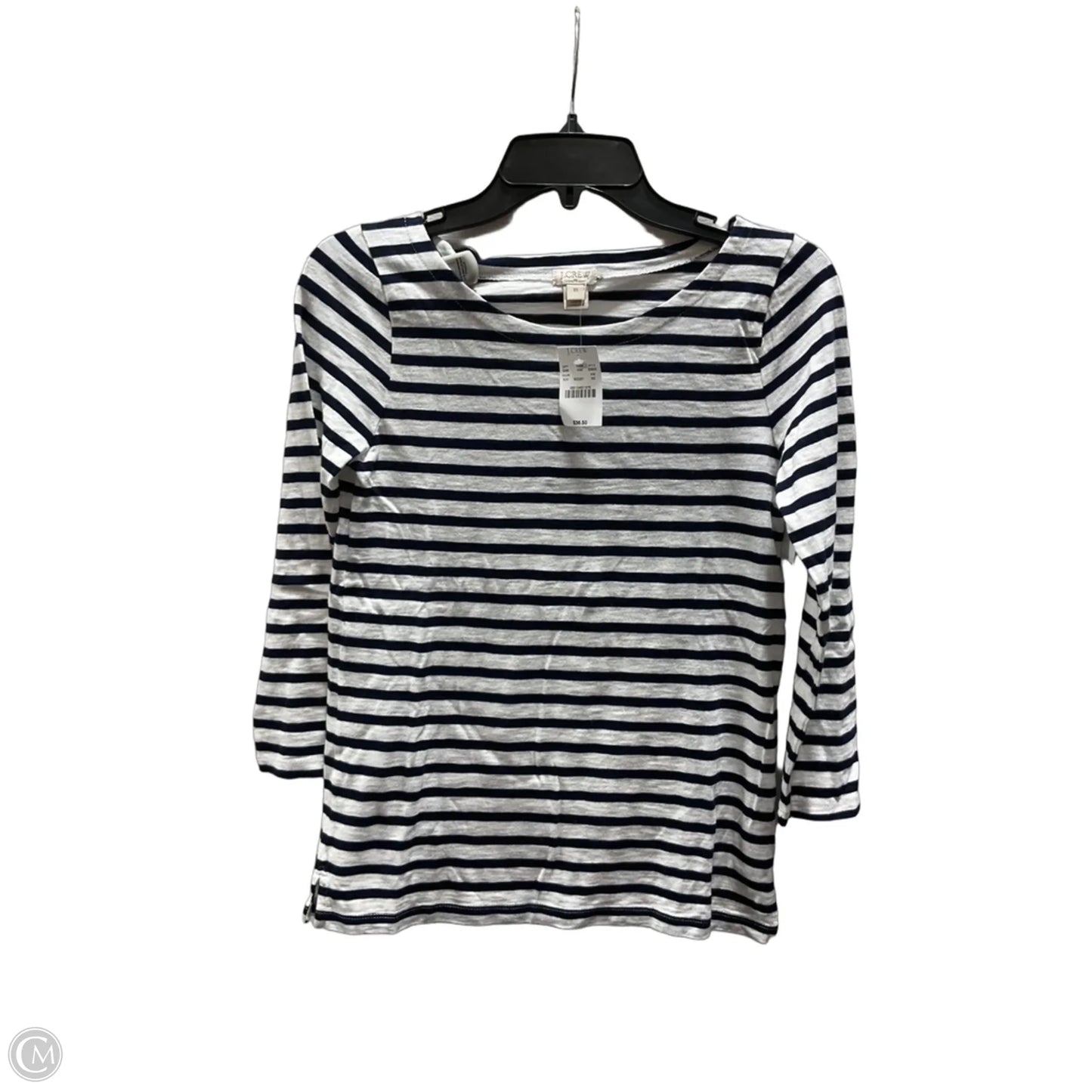 Top 3/4 Sleeve Basic By J. Crew In Striped Pattern, Size: Xs