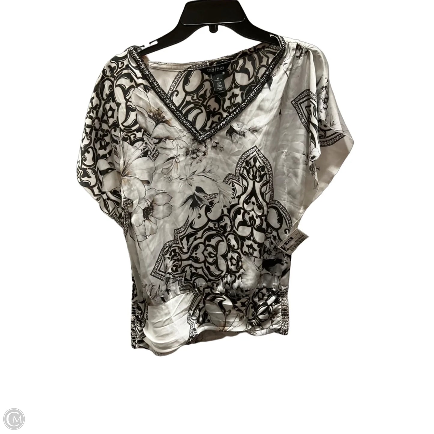 Top Short Sleeve By White House Black Market In Tan & White, Size: Xs