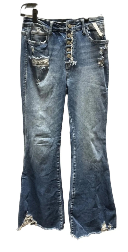 Jeans Flared By Flying Monkey In Blue Denim, Size: 6
