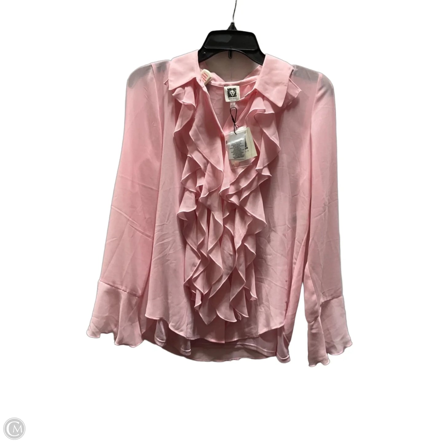 Blouse Long Sleeve By Anne Klein In Pink, Size: S