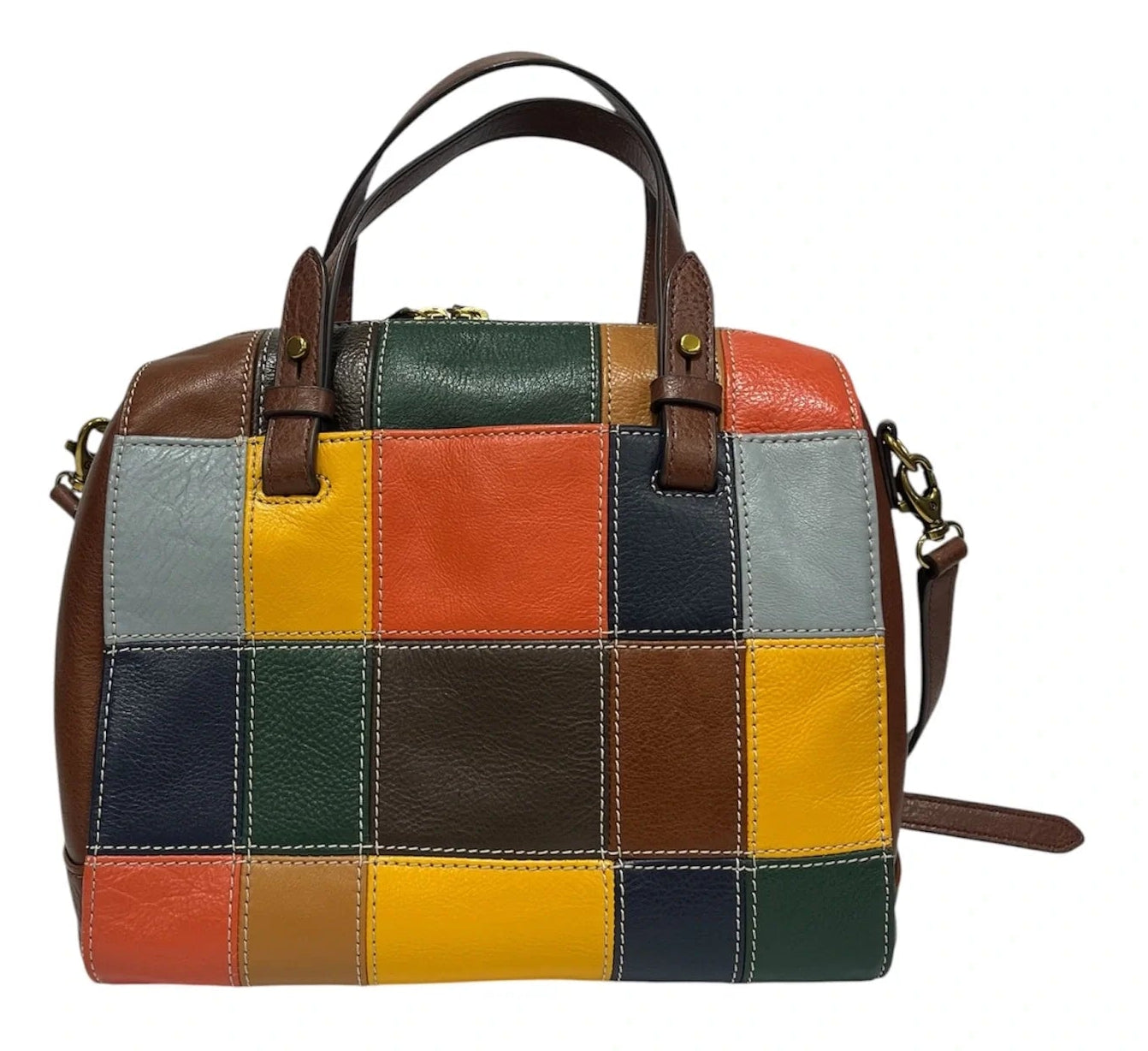 Handbag Leather By Fossil, Size: Medium