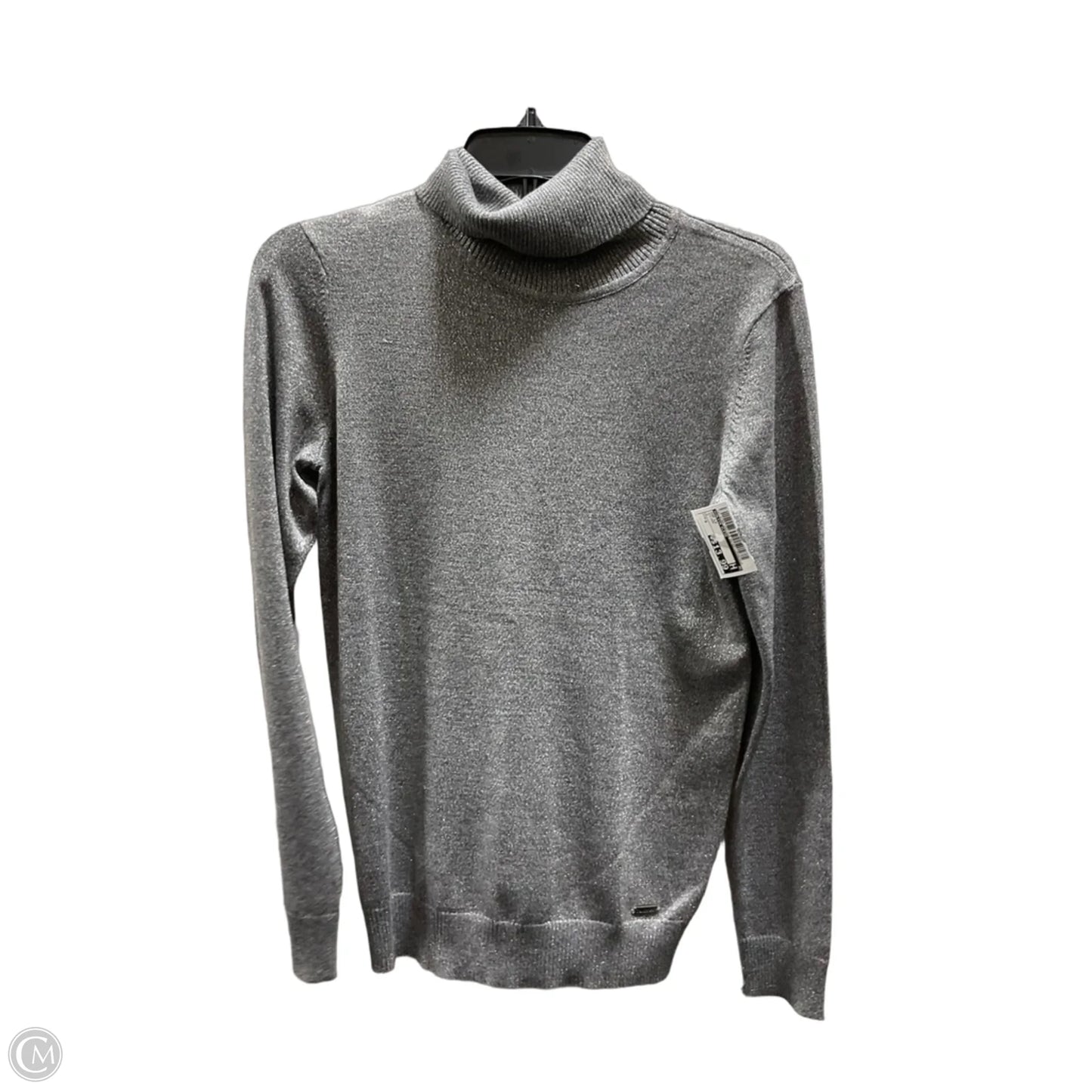 Top Long Sleeve By Calvin Klein In Silver, Size: S