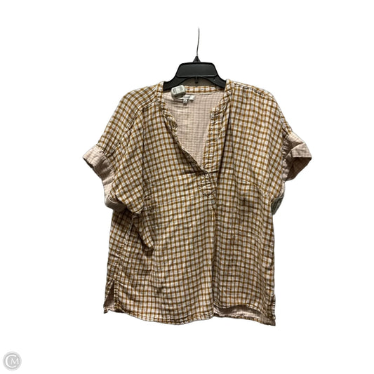 Top Short Sleeve By Madewell In Plaid Pattern, Size: 1x