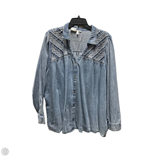 Top Long Sleeve By Maurices In Blue Denim, Size: 3x