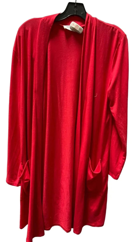 Cardigan By Zenana In Red, Size: Xl
