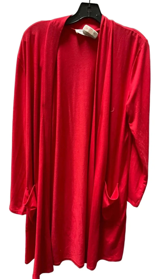 Cardigan By Zenana In Red, Size: Xl