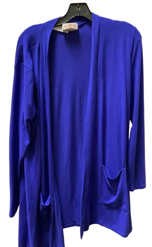 Cardigan By Zenana In Blue, Size: Xl