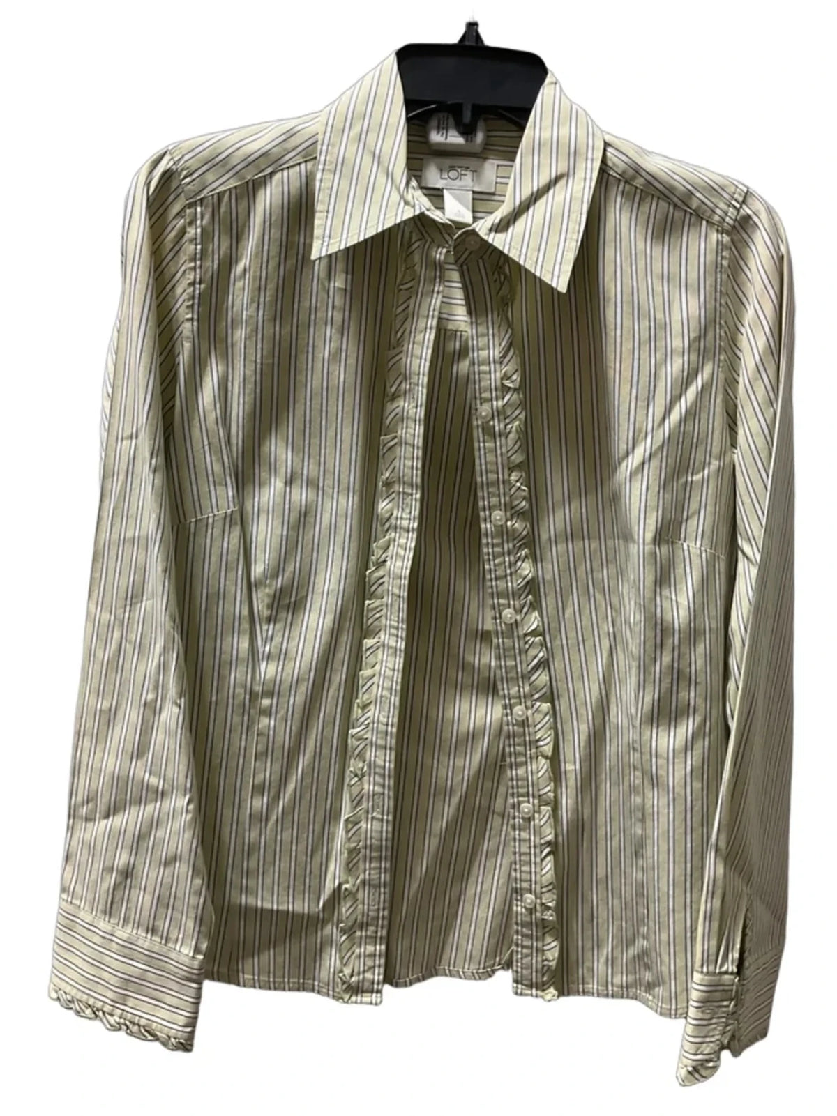 Blouse Long Sleeve By Loft In Striped Pattern, Size: M