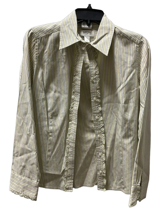 Blouse Long Sleeve By Loft In Striped Pattern, Size: M