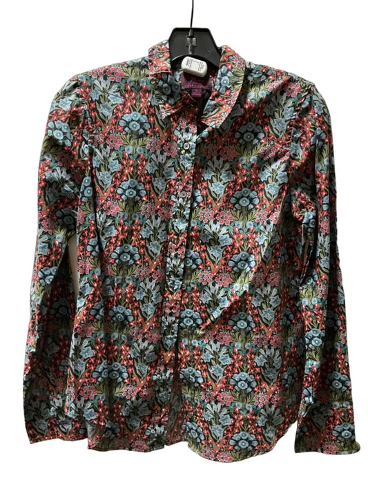 Blouse Long Sleeve By J. Crew In Floral Print, Size: M