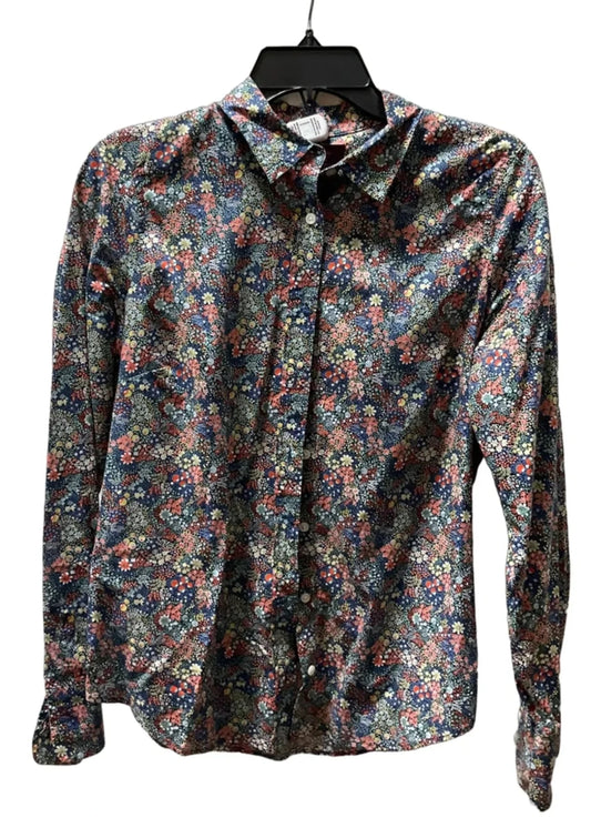 Blouse Long Sleeve By J. Crew In Floral Print, Size: M