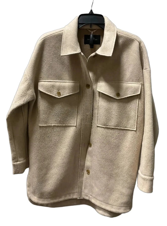 Jacket Shirt By Banana Republic In Tan, Size: S