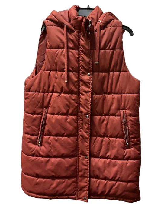 Vest Puffer & Quilted By Dip In Orange, Size: Xl