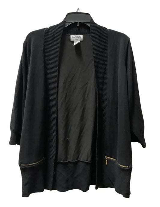 Cardigan By Carmen Marc Valvo In Black, Size: 1x