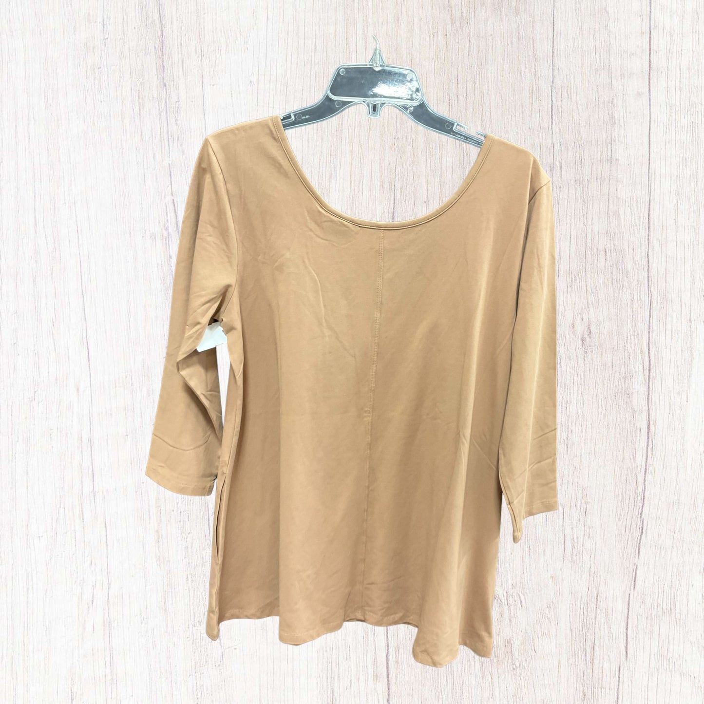 Top 3/4 Sleeve Basic By Attitude In Tan, Size: M