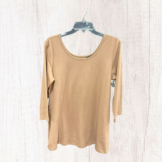 Top 3/4 Sleeve Basic By Attitude In Tan, Size: M