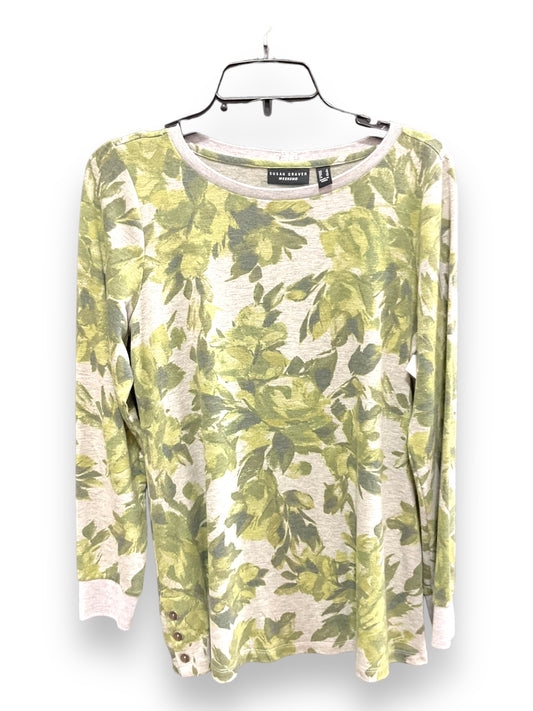 Green Top Long Sleeve Susan Graver, Size S