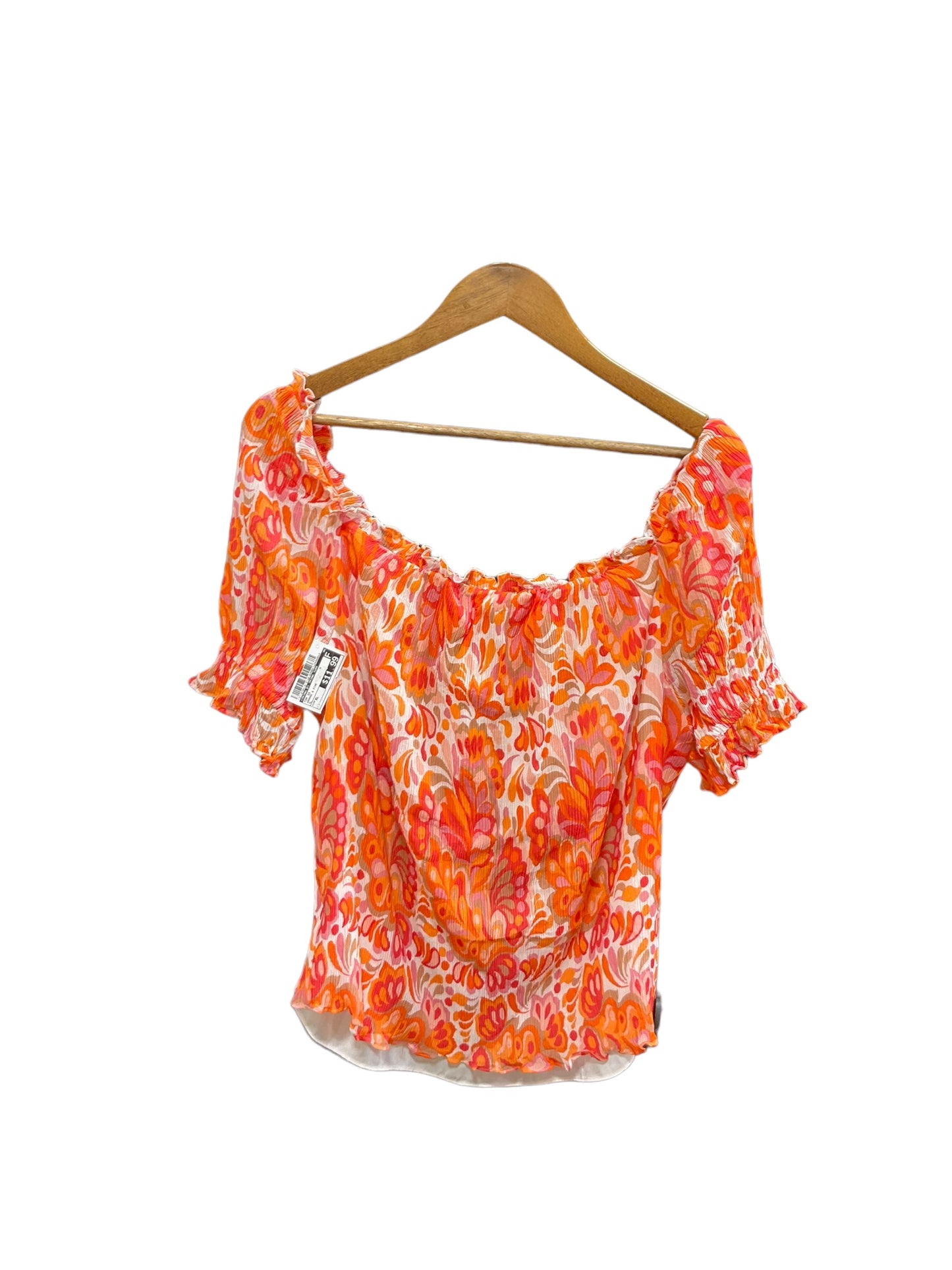 Orange & Pink Top Short Sleeve Trina By Trina Turk, Size Xl