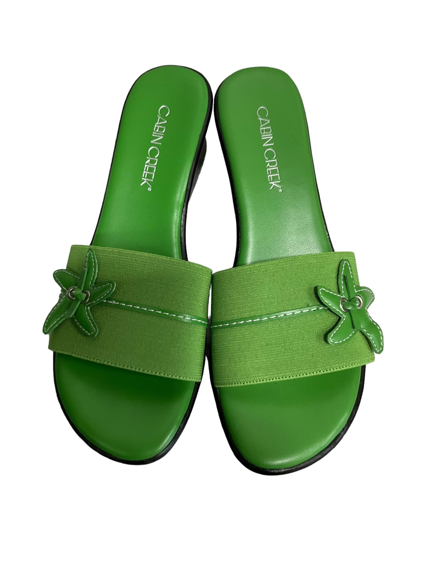 Green Sandals Heels Platform Cabin Creek, Size 7