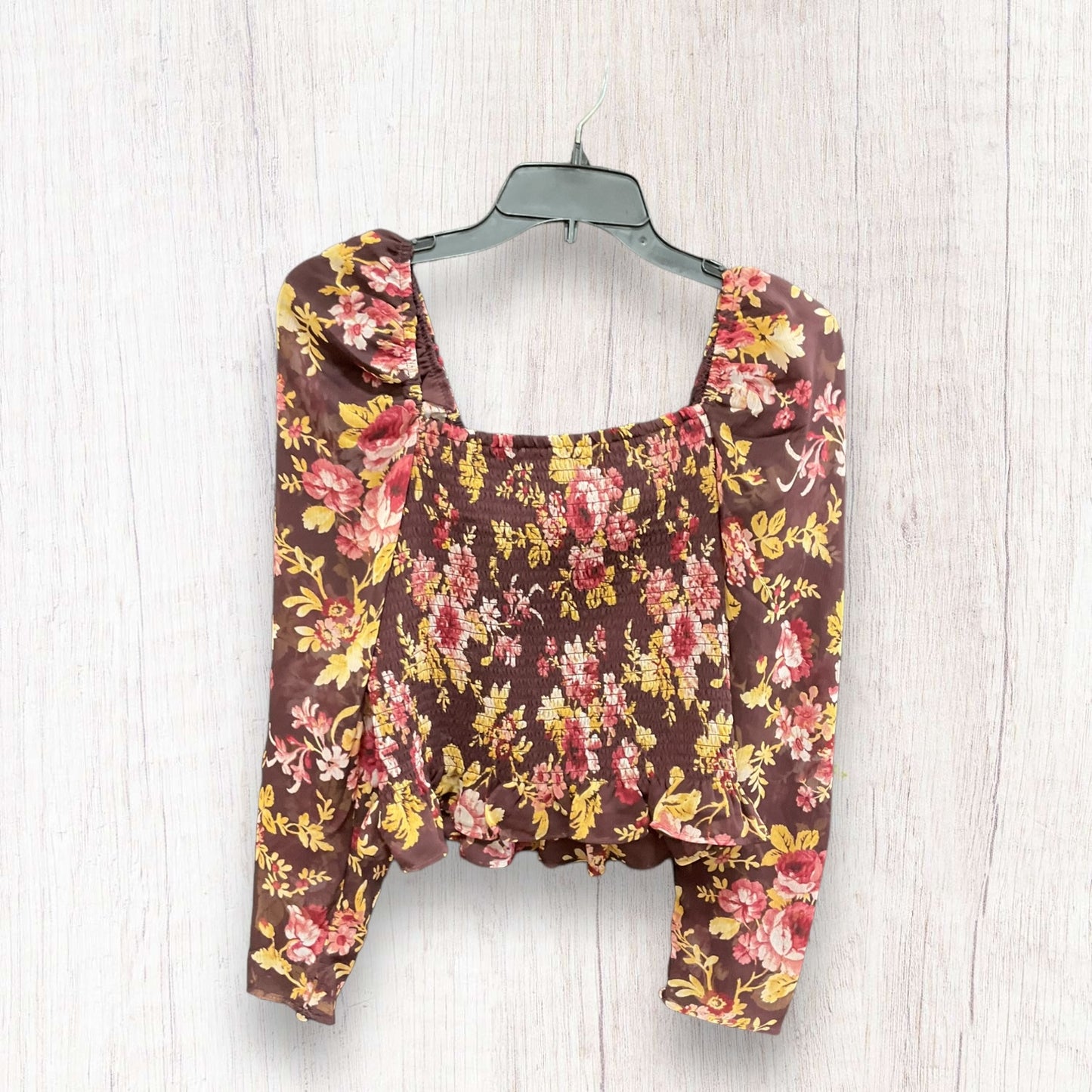 Top Long Sleeve By Express In Floral Print, Size: M