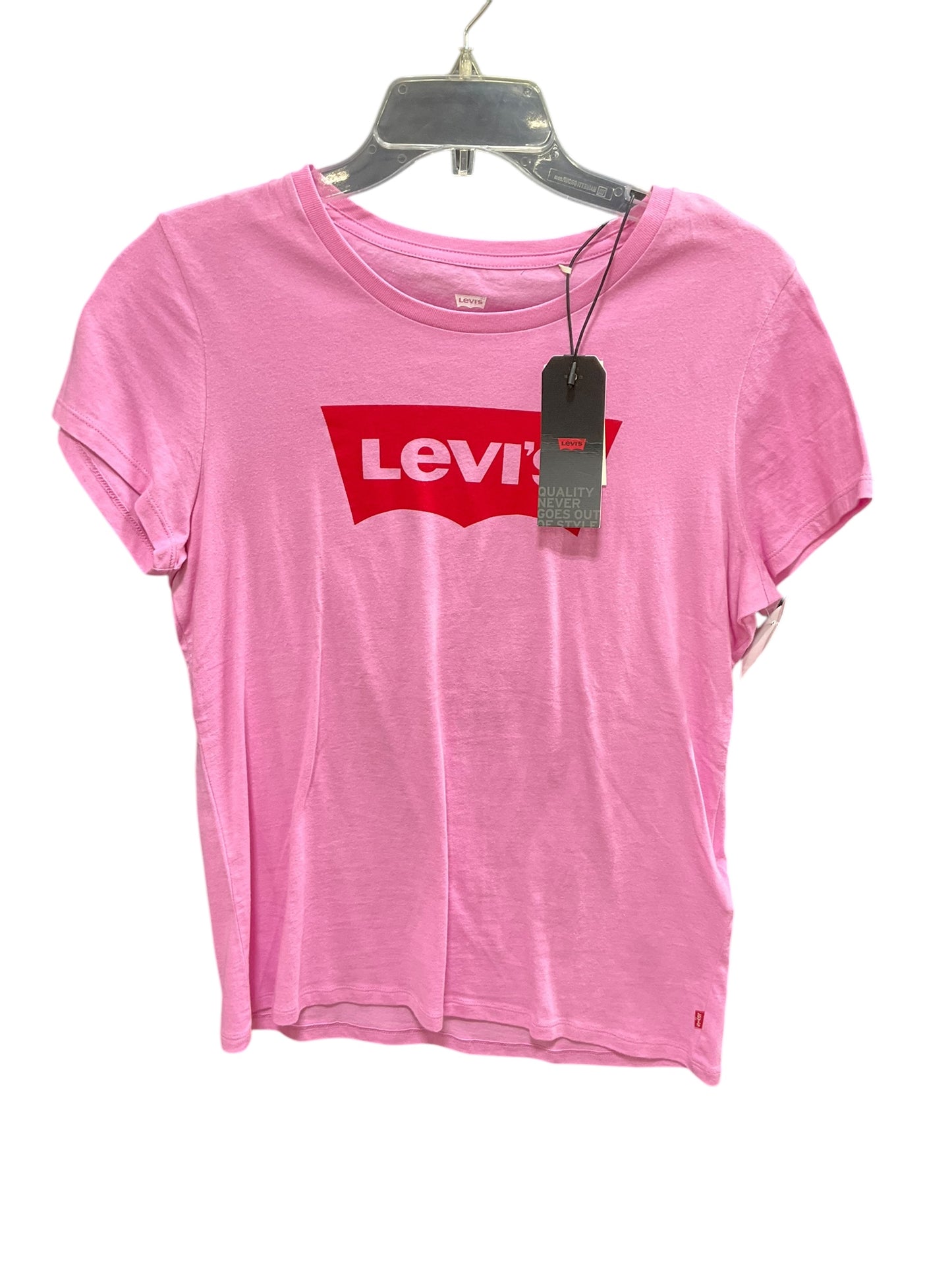 Top Short Sleeve Basic By Levis In Pink, Size: L