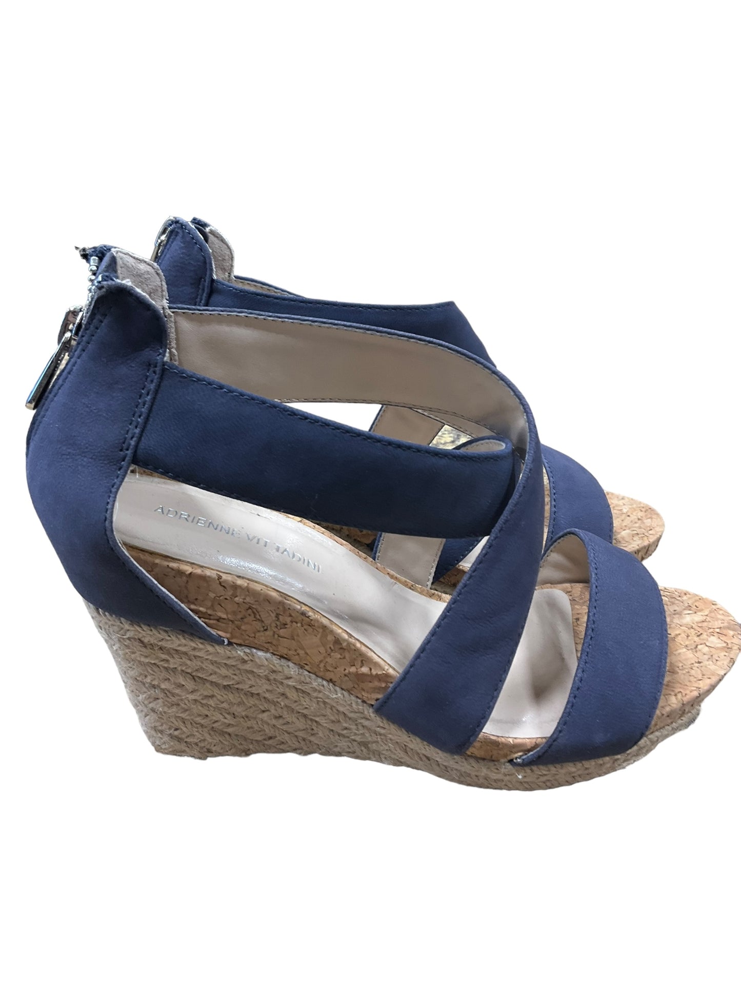 Navy Sandals Heels Platform Adrienne Vittadini, Size 7.5