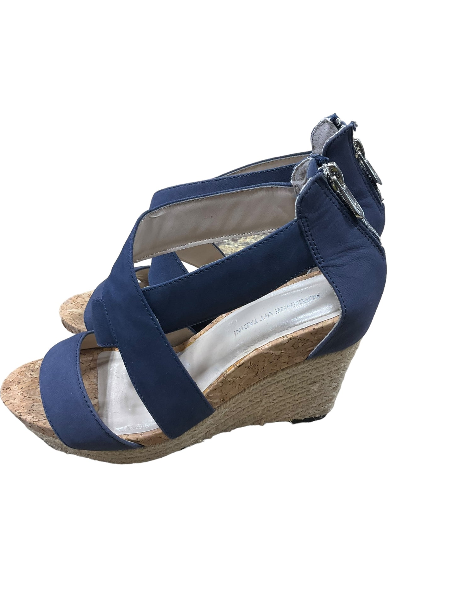 Navy Sandals Heels Platform Adrienne Vittadini, Size 7.5